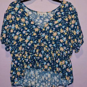 Floral Print American Eagle Babydoll-Style Blouse